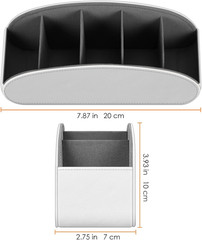 Remote Control Holder, 5 Compartments Vegan Leather TV Remoter Caddy Desktop Org