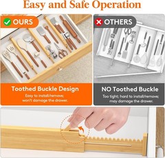 2.36″ High 5 Pack Bamboo Drawer Dividers, 14.2-22″ Expandable Kitchen Drawer …