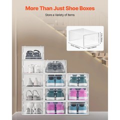 Shoe Storage Boxes 12 Pack Stackable Shoe Storage Organizers US Size 11 White