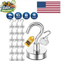 Heavy Duty 30lbs Magnetic Hooks – 20pcs Silver Neodymium for Ultimate Storage