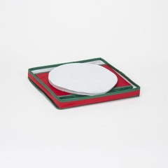 536RED Holiday China Storage Chest with Lid and Handles Dinner Plate Red Canvas