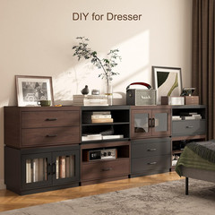 Modern Stackable Storage Drawers – 28″ Wide Closet Organizer with 2 Bins, Brown