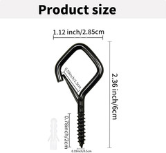 2.36IN Screw Hooks for Hanging Plants, Outdoor String Lights, Bird Feeders, Lant