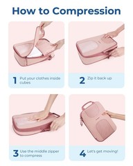 BAGSMART Compression Packing Cubes, 6 Set Packing Cubes for Suitcases, Lightw…