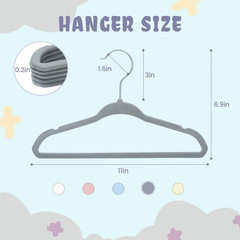 BAGAIL 50 Pack Kids Velvet Hangers 11 Inches Children’S Clothes Hangers Non-Slip