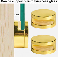 Golden Upgraded 3-5Mm Frameless Mirror Mounting Hardware 4 Pack Dual-Screw Fixin