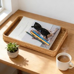Lightweight and Elegant Rattan Wicker Tray – Perfect for Home Decor 14.6″ x 9.1″