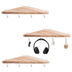 Cubicle corner shelf with hook：3pcs 16.5in wood triangle cubicile hanging she…
