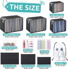 12PCS Packing Cubes for Suitcases Travel Luggage Organizer Set Carry On Bags