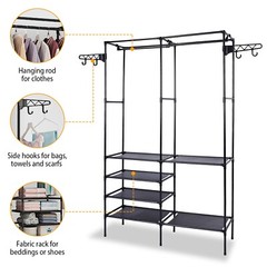Heavy Duty Clothing Garment Rack Shoes Shelves Clothing Organizer Bedroom Holder