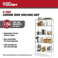 Hyper Tough 5-Tier Wire Storage Shelves, 36″ W x 16″ D x 72″ H, 1750 lb Load