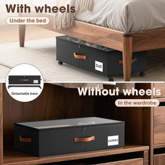 Under Bed Storage Containers With Wheels 9.5 Inch High Organizer 2 Pack