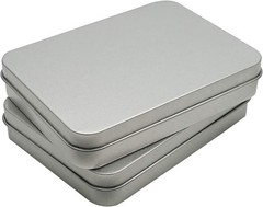 2 Pcs Hinged Tin Box Metal Tins Storage Containers, Silver 4.5×3.3 inch