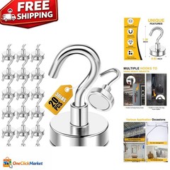 30lbs+ Heavy Duty Magnetic Hooks – 20 Pack Silver for Cruise & Home Use