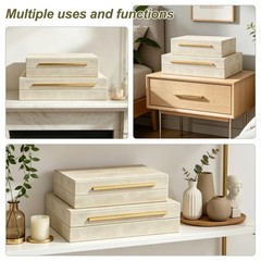 Set of 2 Decorative Box with Lids, Faux Leather Decorative Storage Boxes Mode…