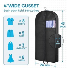 43″ Garment Bag for Travel, Gusseted Suit Bags for Men with Handle Garment Bags