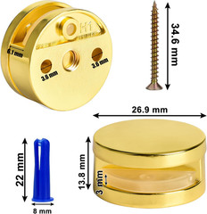 Golden Upgraded 3-5Mm Frameless Mirror Mounting Hardware 4 Pack Dual-Screw Fixin