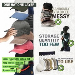 2 Pack Hat Organizer for Baseball Caps, Hat Rack for Wall with Strong Adhesive