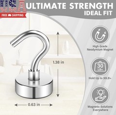 8 Pack Magnetic Hooks for Cruise Cabins, 30 LB Neodymium Magnets with Hooks, Hea