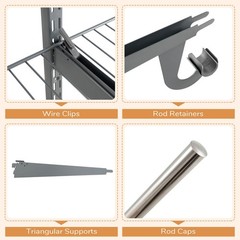 Wire Closet Organizer System Wall-mounted Adjustable Storage Shelves Coats