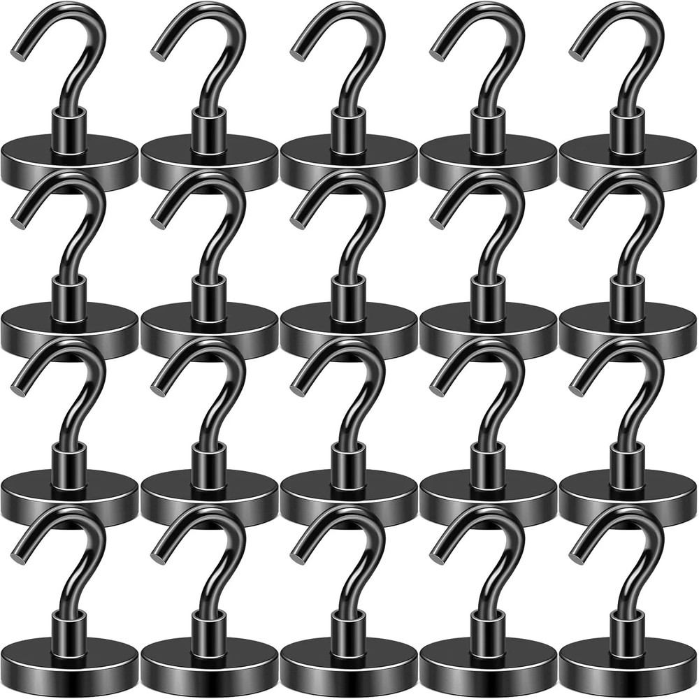 DIYMAG Black Magnetic Hooks, 120 LB Heavy Duty Strong Magnet with Hook, Rare Ear