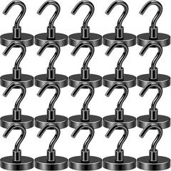 DIYMAG Black Magnetic Hooks, 120 LB Heavy Duty Strong Magnet with Hook, Rare Ear