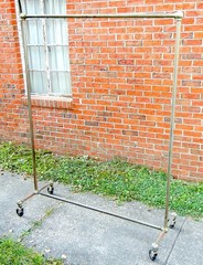 ANTIQUE ART DECO INDUSTRIAL GARMENT CLOTHING IRON & BRASS RACK