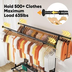 HOKEEPER Heavy Duty Clothes Rack Load 635 LBS, Clothing Rack for Hanging Clothes