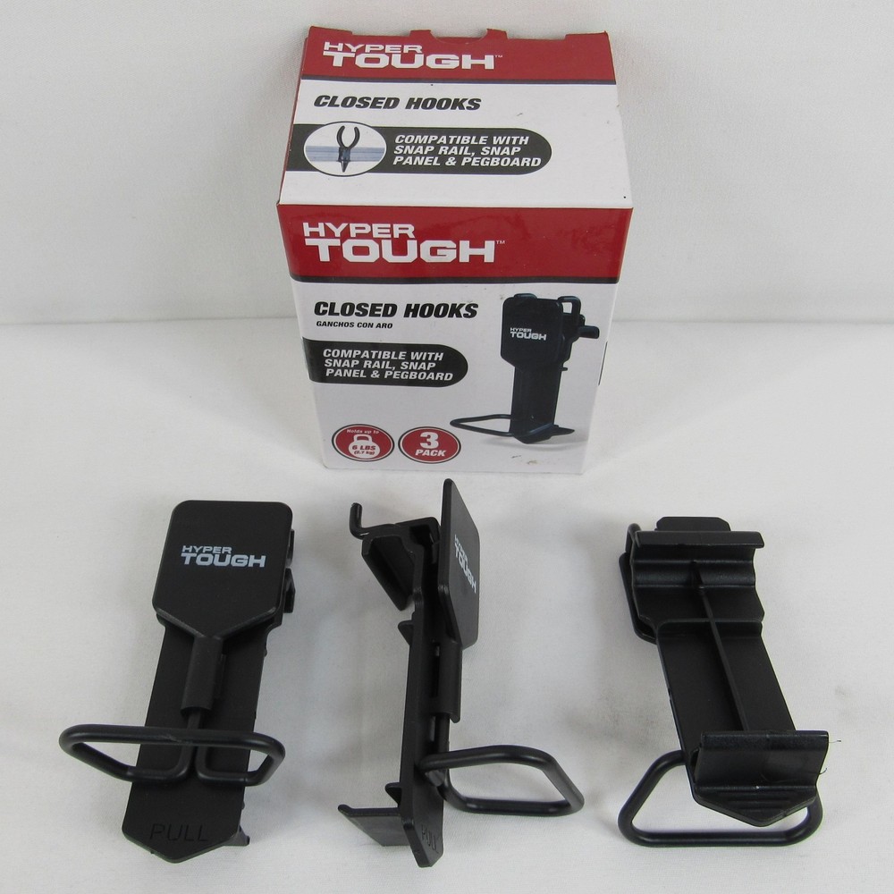 Hyper Tough Closed Hooks 3 Pack Tool Organizing Compatible Snap Panel Pegboard