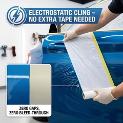 Pre-Taped Masking Film for Car Painting – 59/35/18 in, 3-Rolls Painters Plast…