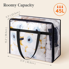 4 Pack Clear Clothes Storage Bags, 45L Plastic Blanket Storage Bag, Vinyl Foldab