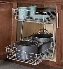 ClosetMaid 14 in. Pull Out Cabinet Organizer, 2 14-Inch Two Tier, Nickel