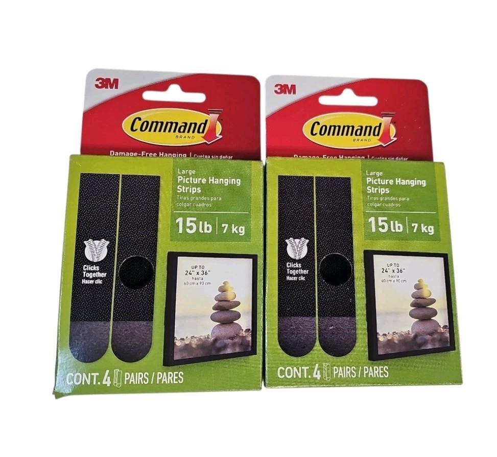 2 Pack Command Large Black Picture Hanging Strips, 17206BLK-ES 4 Pairs Each