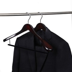 Luxury Wide Shoulder Wooden Hangers 18 Pack with Velvet Bar Smooth Mahogany F…