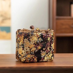 16cm Vintage Chinese Yun Brocade Tea Set Storage Bag Thickened Shockproof Pouch