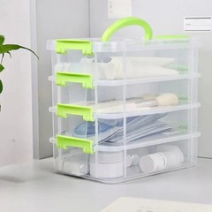 4 Layer Transparent Storage Box with Drawers Portable Organizer