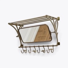 Coat Rack Mirror Luggage Rack Train Wall Mounted Rack Antique luxury Hook Rack