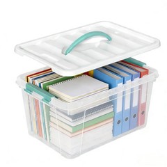 14 Quart Clear Storage Bins with Lid and Green Handle, Storage Latch Box/Bin …