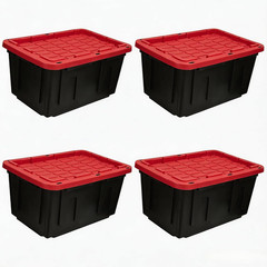 6-Pack 27 Gallon Large Plastic Storage Totes with Snap-On Lids, Durable Stackabl