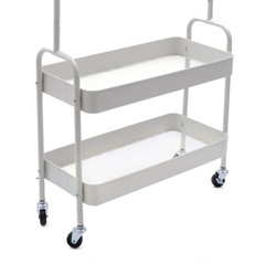 2-In-1 Garment Rack Clothing Rack With 2 Tier Metal Basket Rolling Storage Cart