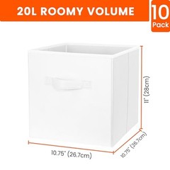 Storage Cubes, 11 Inch Cube Storage Bins for Shelves 10 Pack – 11 inches White