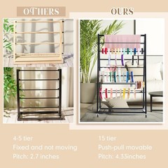 15 Tier Metal Ribbon Organizer Movable Ribbon Holder Wreath Crochet Rolls Holder