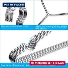 Fayleeko Stainless Steel Wire Hangers – 50 Pack Heavy Duty, Space Saving 16.5 in