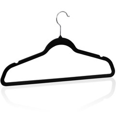 100PCS Velvet Hangers Non-Slip Flocked Clothes Hangers w/ 360° Swivel Hook Black