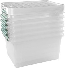 6-pack 36 Quarts Storage Boxes, Plastic Clear Latching Box Bins with Lids
