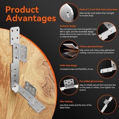 10 Pcs Adjustable Deck Stair Brackets, 18 Gauge Heavy Duty Galvanized Universal