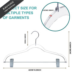 Clear Plastic Pants Hangers with Clips 20 Pack | 16.5 inch x 9.5 inch,