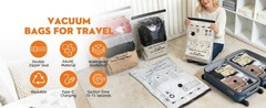 12 Pack Vacuum Travel Bags With Pump for Clothes 4 Small 4 Medium 2 Large 2