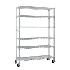 Heavy Duty 6-Tier Metal Shelves Garage Shelving Wire Shelving Unit with Wheels