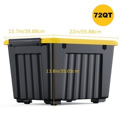 72QT/97QT stackable wheeled storage boxes with lids, suitable for family storage